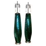Pair of green mercury glass table lamps