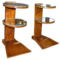 Pair of French Art Deco Mirrored Tables by Jules Leleu