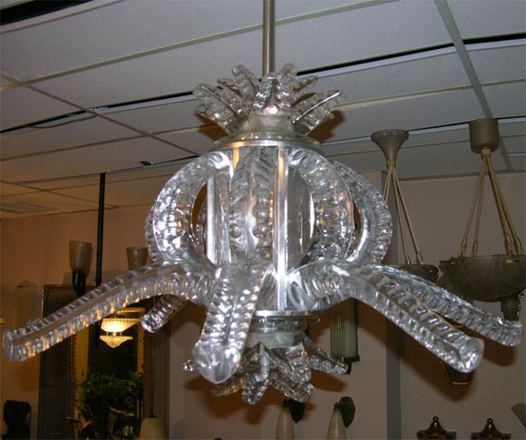 Mid-Century Modern 1950s Crystal Chandelier by Marc Lalique For Sale