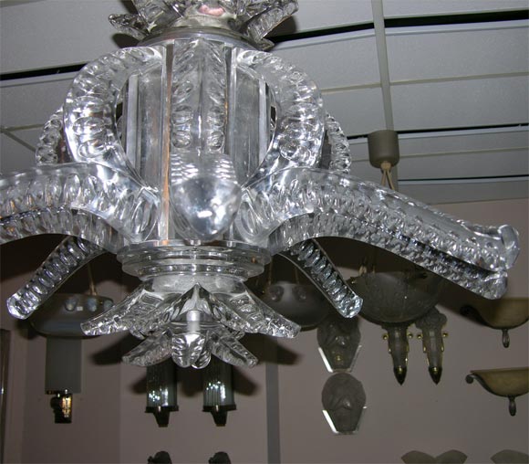 French 1950s Crystal Chandelier by Marc Lalique For Sale
