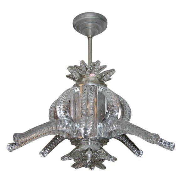 1950s Crystal Chandelier by Marc Lalique For Sale