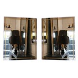 Pair of French Chrome and Brass Mirrors