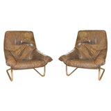 Pair of Italian Leather Sling Back Chairs