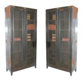Vintage Pair of French Steel Bookcases