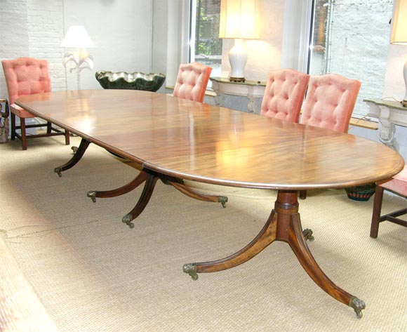 Large Extending Triple-Pedestal Extending Dining Table
