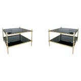 PAIR OF 2-TIER BRASS BAMBOO SIDE TABLES