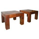 Antique leather Parsons tables