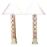 Antique Pair of  18th century gilded wood lamps
