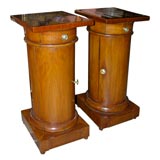 Pair of Continental Walnut Cylinder Pedestals, 19th Century