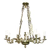 Antique European Brass 8 Lite Chandelier, 19th century