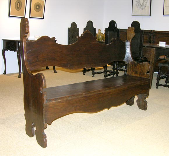 Decoratively Carved Hardwood Bench