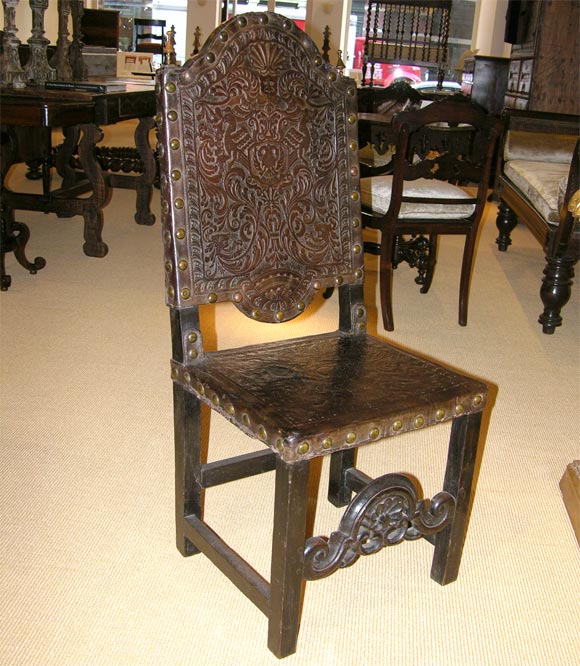 Set of 6 second half of the 18th Century Brazilian colonial dining chairs with Baroque 