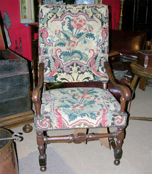 Late 17th c. Flemish Walnut Armchair