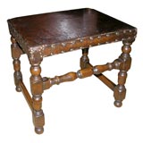 19th Century English leather and oak stool/table