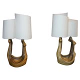 Pair of Two-arm Table Lamps by Granjean Jourdan, French 1950s