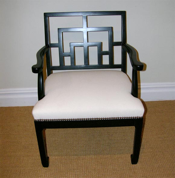 American Asian Inspired Open Arm Chair For Sale