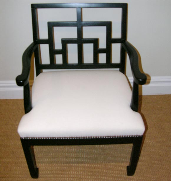 Asian Inspired Open Arm Chair In Excellent Condition For Sale In New York, NY