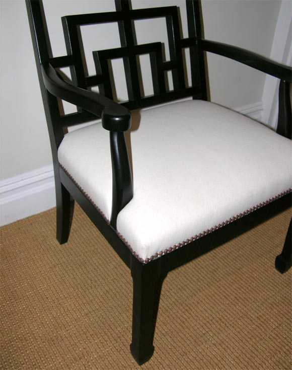 Late 20th Century Asian Inspired Open Arm Chair For Sale