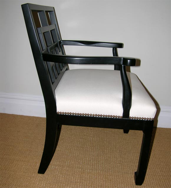 Wood Asian Inspired Open Arm Chair For Sale