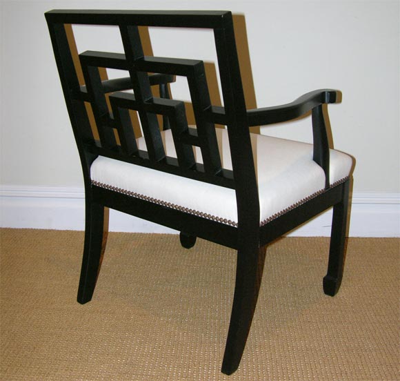 Asian Inspired Open Arm Chair For Sale 1
