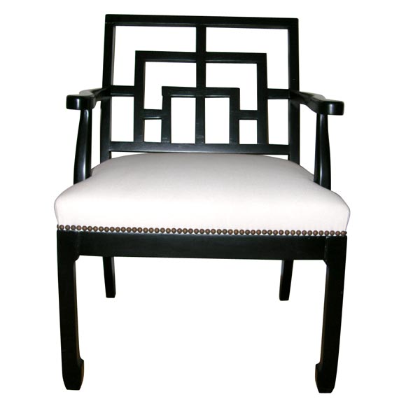 Asian Inspired Open Arm Chair For Sale