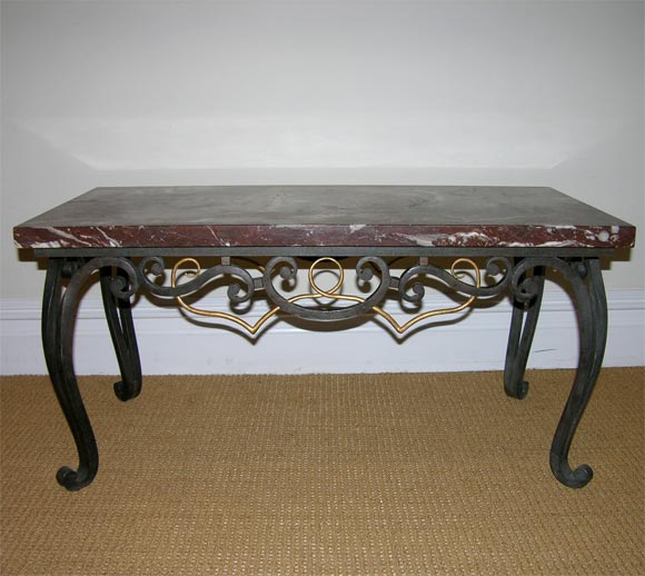 1940's Iron Marble Top Coffee Table
