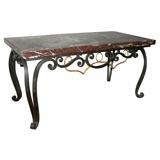 1940's Iron Marble Top Coffee Table