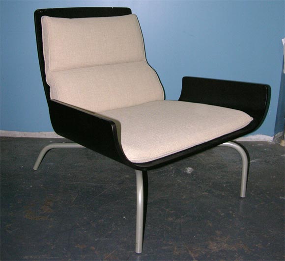 bent wood "Scoop" chair w/upholstered seat and back