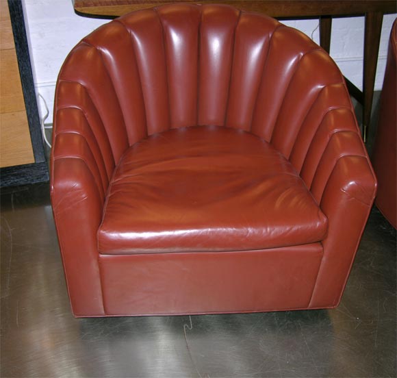 Late 20th Century Pair of Ward Bennett Swivel Lounge Chairs