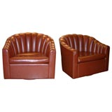 Pair of Ward Bennett Swivel Lounge Chairs