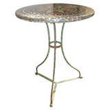 Marble Mosaic Table Top with Early 20th Century Café Table Base
