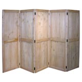 Antique Pine Five-part  Paneled Folding Screen