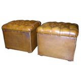 Pair of Tuffted Leather Rectangular Ottomans