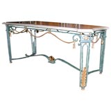 Verdigris and Gilt Tole Coffee Table