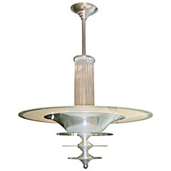 #3037 Art Deco Glass Rod / Disc Chandelier