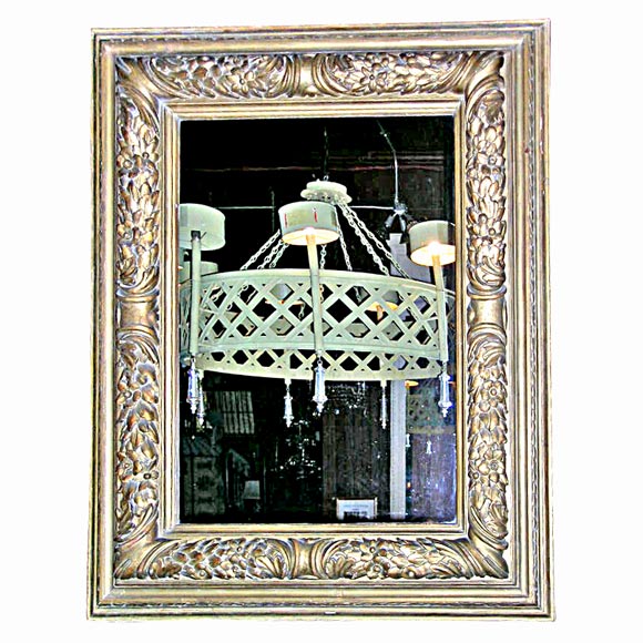 Large Deeply Carved Gilt Italian Wood Mirror For Sale