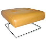 1970's Leather and Chrome Large Square Bench