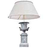 Pair cast iron urn lamps