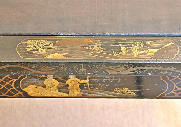 English Black  chinoiserie games table