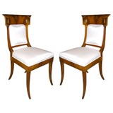 Antique Pair of Italian Neo-Classical side chairs.