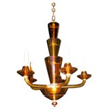 Amber coloured five light Murano chandelier
