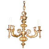 Dutch brass three light chandelier