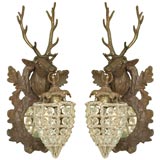 Pair of Stag Head Light Sconces
