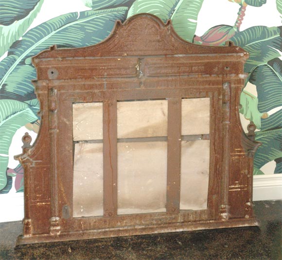 Antique Cast Iron Upper Mantle Mirror