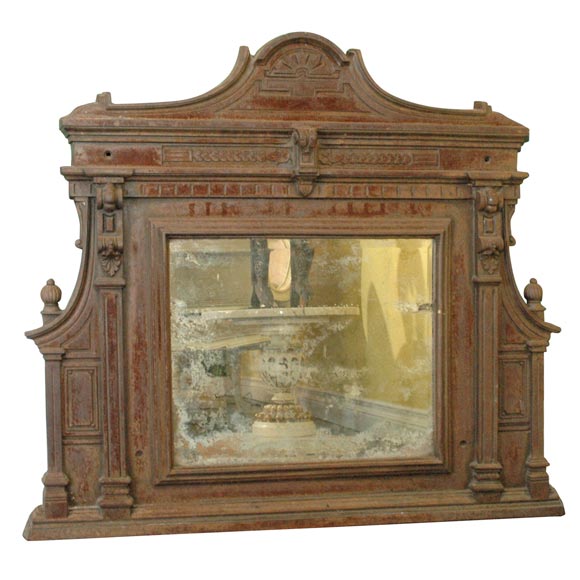 Antique Cast Iron Upper Mantle Mirror For Sale