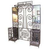 Antique Hammered Iron Art Deco Style Hall Stand