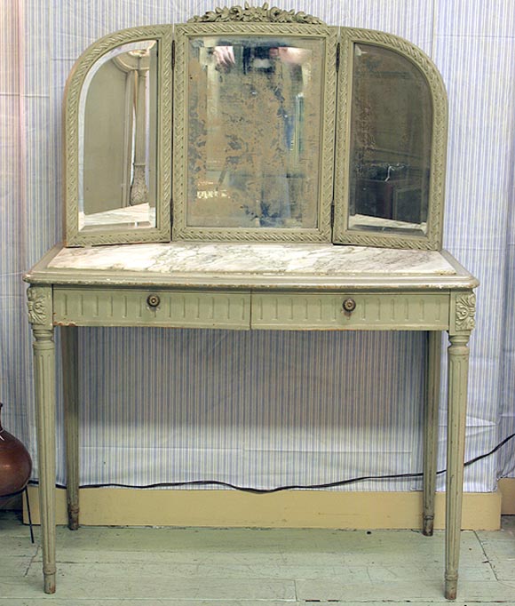 French Carved & Painted Dressing Table