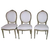 Set of 6 Louis XVI Style Side Chairs in Cream Finish