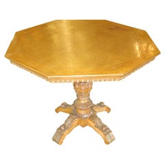 Italian Carved Pedestal Library Table