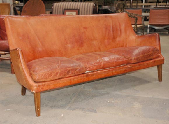 Danish Leather Sofa made by Ivan Schlecter for Arne Vodder